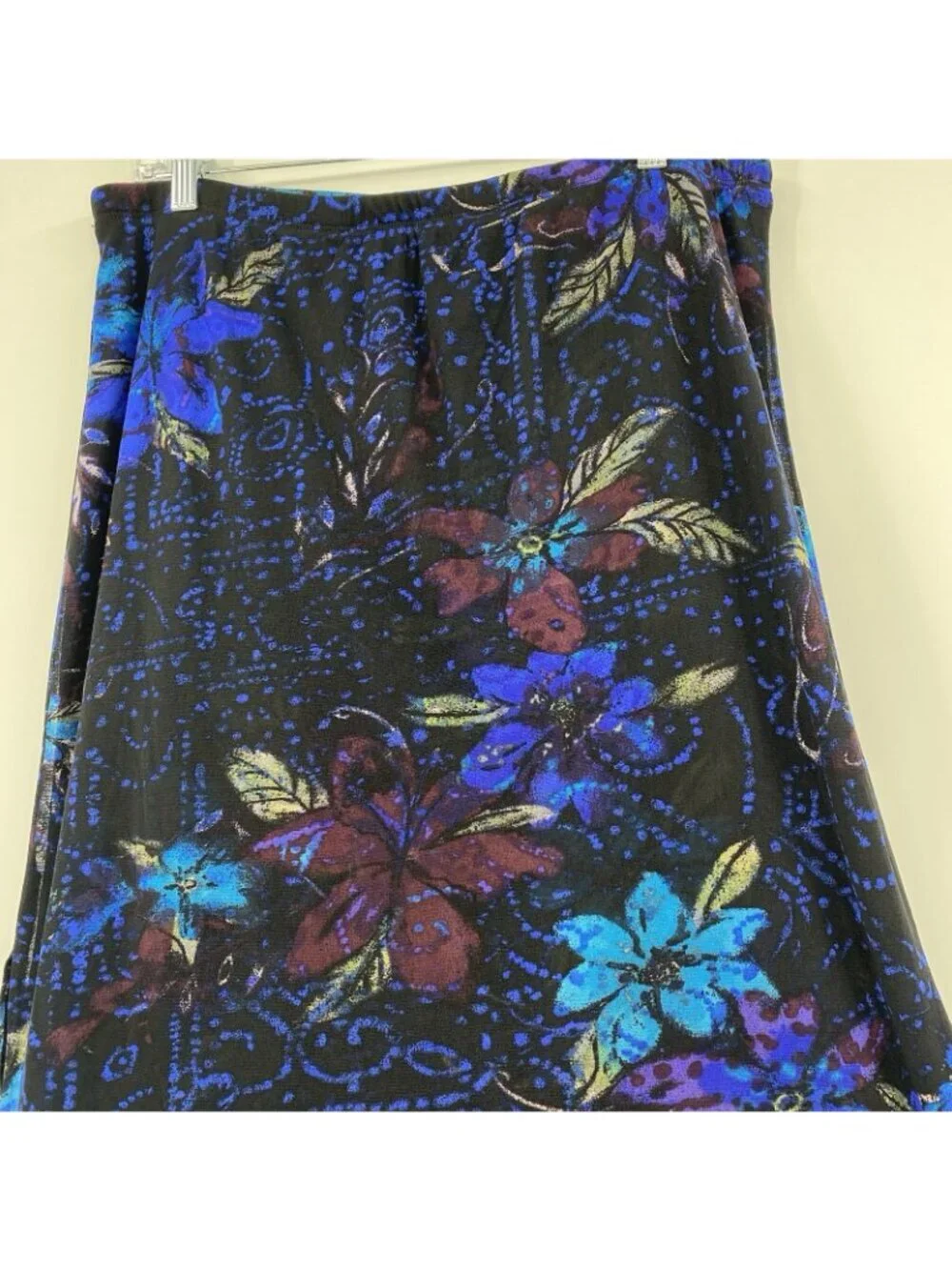 Chicos Layered Mesh Floral Print Midi Skirt Blue Black Womens Size 3 XL Vintage